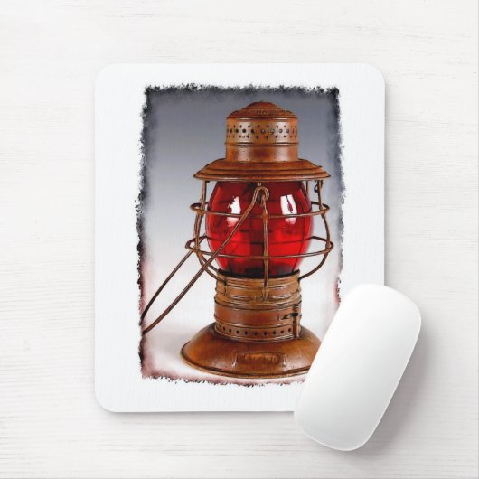 Vintage rote Eisenbahn-Laterne Mousepad (Mit Mouse)
