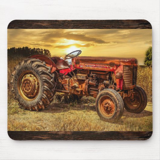 Vintage rote Farm Traktor Maus Pad Mousepad (Vorne)