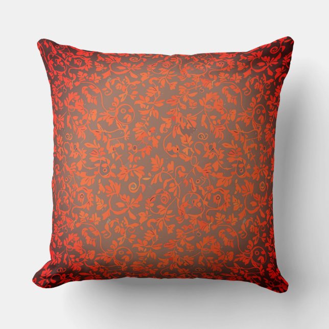 Vintage Rote Flora Kissen (Vorderseite)