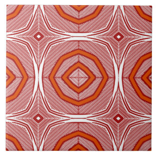 Vintage rote geometrische Keramik Fliese