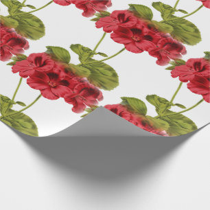 Vintage Rote Geranien Geschenkpapier