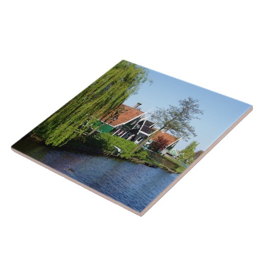 Vintage Rote Grüne Zaan Schans Niederländische Hol Fliese (Seite)