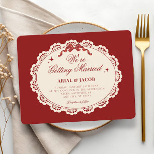 Vintage rote Hochzeit Einladung