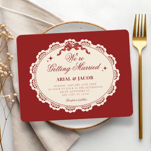 Vintage rote Hochzeit Einladung