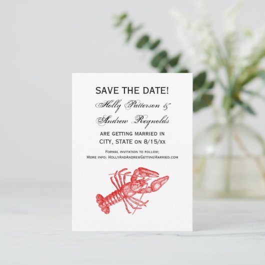 Vintage Rote Hummer #1 Zeichnend Ankündigungspostkarte (Stehend Vorderseite)