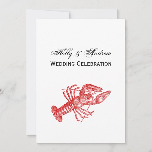 Vintage Rote Hummer #1 Zeichnend Einladung (Vorderseite)