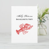 Vintage Rote Hummer #1 Zeichnend Einladung (Stehend Vorderseite)