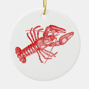 Vintage Rote Hummer #1 Zeichnend Keramik Ornament