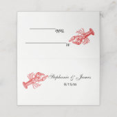 Vintage Rote Hummer #1 Zeichnend Platzkarte (Außenseite Aufgefaltet)