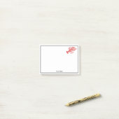 Vintage Rote Hummer #1 Zeichnend Post-it Klebezettel (Auf Schreibtisch)