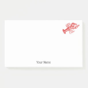 Vintage Rote Hummer #1 Zeichnend Post-it Klebezettel