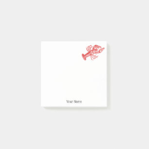 Vintage Rote Hummer #1 Zeichnend Post-it Klebezettel