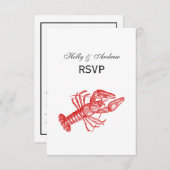 Vintage Rote Hummer #1 Zeichnend RSVP Karte (Vorne/Hinten)