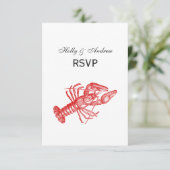 Vintage Rote Hummer #1 Zeichnend RSVP Karte (Stehend Vorderseite)