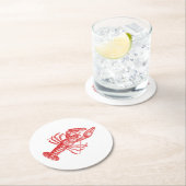 Vintage Rote Hummer #1 Zeichnend Runder Pappuntersetzer (Vor Ort)