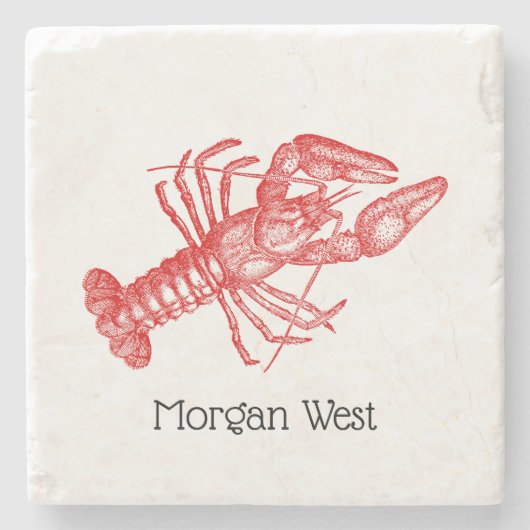 Vintage Rote Hummer #1 Zeichnend Steinuntersetzer (Vorderseite)