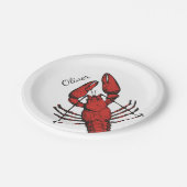 Vintage rote Hummergestaltung Pappteller (Schrägansicht)