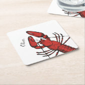Vintage rote Hummergestaltung Rechteckiger Pappuntersetzer (angewinkelt)