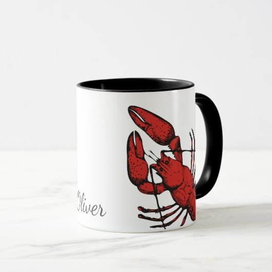 Vintage rote Hummergestaltung Tasse (VorderseiteRechts)