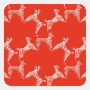 Vintage Rote Hunde Party Tee Quadratischer Aufkleber