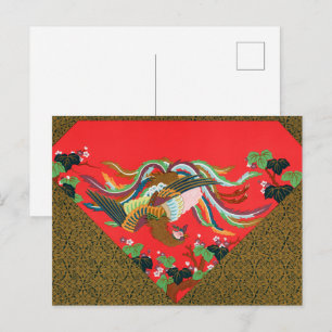Vintage Rote Japanische Phönix-Vogel-Kunst G.A. Au Postkarte