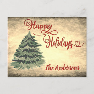 Vintage Rote Kalligrafie Frohe Feiertage   Feiertagspostkarte