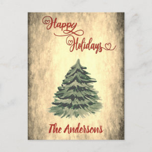 Vintage Rote Kalligrafie Happy Holidays Feiertagspostkarte