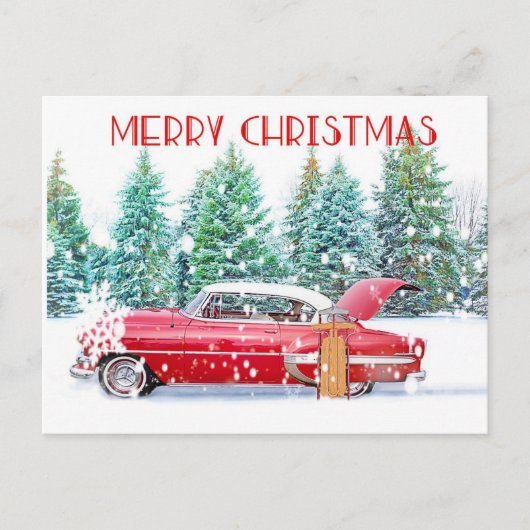 Vintage rote Karte im Schnee (Vorderseite)