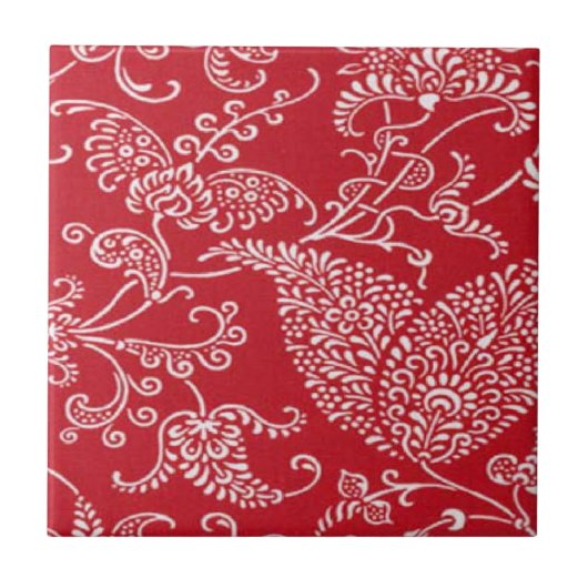 Vintage rote Keramik-Fliese Paisleys Fliese (Vorderseite)