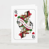 Vintage Rote Königin von Herzen Geburtstag Karte (Vorderseite)