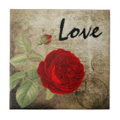 Vintage rote Liebe-Rose Fliese (Vorderseite)