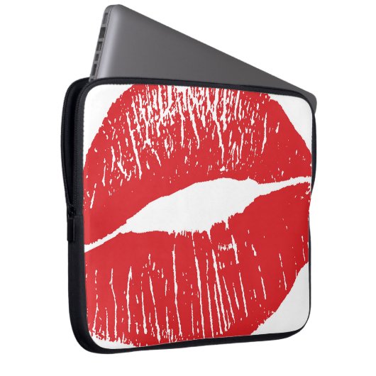 Vintage rote Lippen - Druckabbildung Laptopschutzhülle (Vorne Rechts)