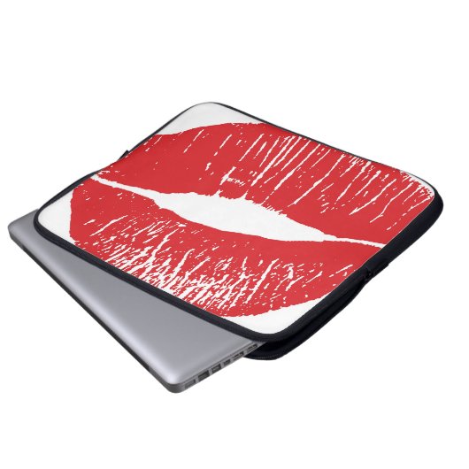 Vintage rote Lippen - Druckabbildung Laptopschutzhülle (Vorne Knopf)