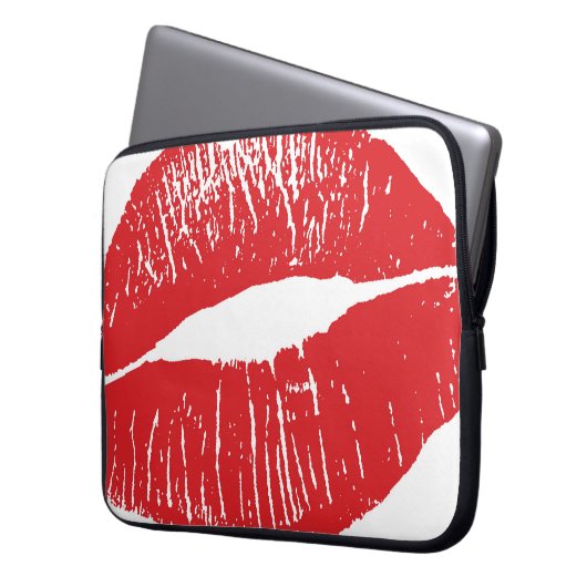 Vintage rote Lippen - Druckabbildung Laptopschutzhülle (Vorderseite Links)