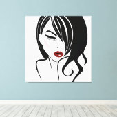 Vintage Rote Lippen Leinwanddruck (Insitu (Holzboden))