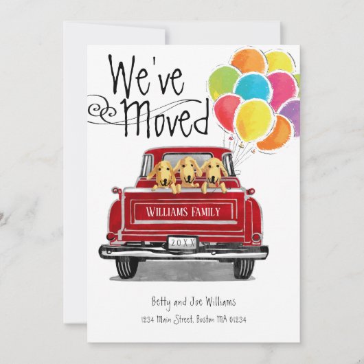 Vintage rote LKW-Ballons Labrador Hunde bewegen Ankündigung (Vorderseite)