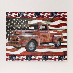 Vintage rote LKW-Fahne Puzzle