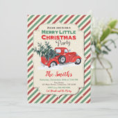 Vintage rote LKW-WeihnachtsParty Einladung (Stehend Vorderseite)