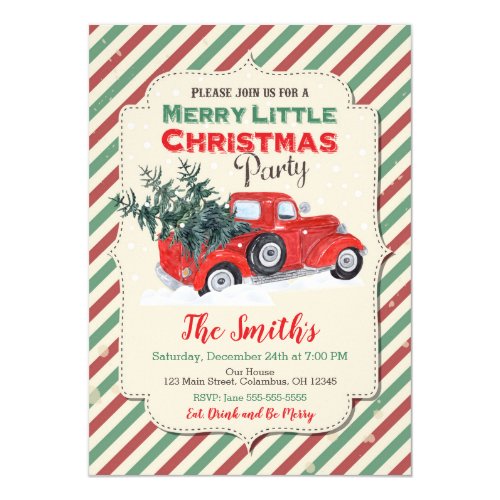 Vintage Rote Lkw Weihnachtsparty Einladung Meine Einladungskarten De