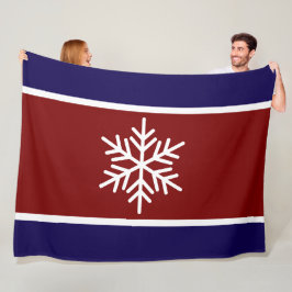 Vintage Rote Marschstreifen Weiße Schneeflocke Fleecedecke