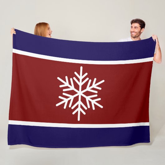 Vintage Rote Marschstreifen Weiße Schneeflocke Fleecedecke (Beispiel)