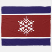 Vintage Rote Marschstreifen Weiße Schneeflocke Fleecedecke (Vorderseite (Horizontal))