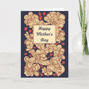 Vintage rote mit Blumenkarte zeichnender Mutter Karte