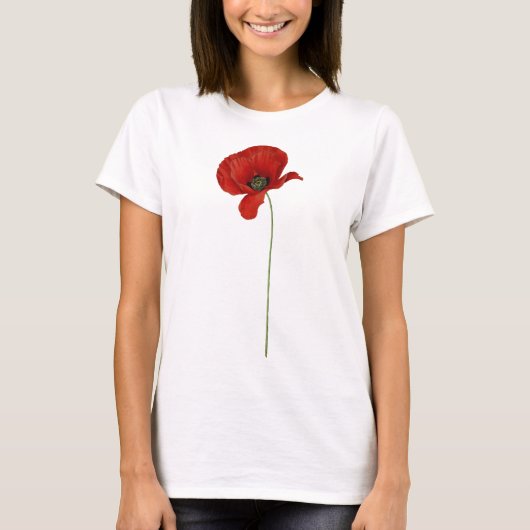 Vintage Rote Mohnblume T-Shirt (Vorderseite)