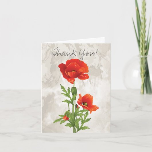 VINTAGE ROTE MOHNBLUMEN DANKE (Vorderseite)