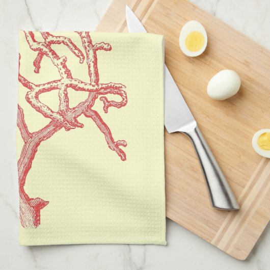 Vintage rote nautischkoralle (fertigen Sie Geschirrtuch (Viertel Falte)