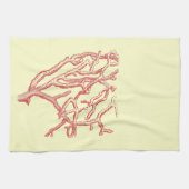 Vintage rote nautischkoralle (fertigen Sie Geschirrtuch (Horizontal)