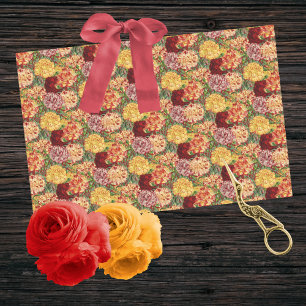 Vintage Rote Orangen und Gold gepanzerte Nelken Seidenpapier