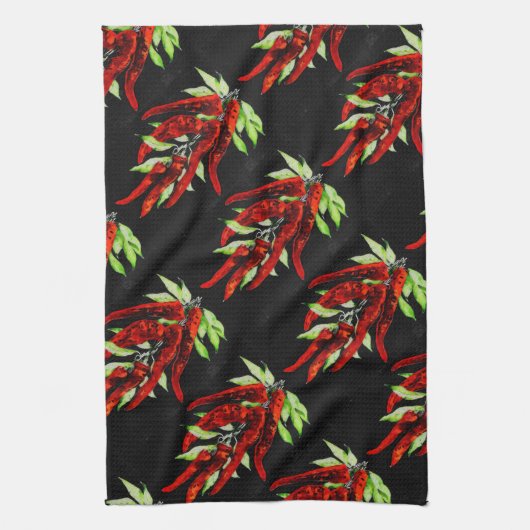 Vintage rote Paprikaschoten Geschirrtuch (Vertikal)
