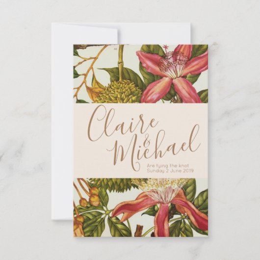 Vintage Rote Passion Blume Einladung Hochzeit (Vorderseite)
